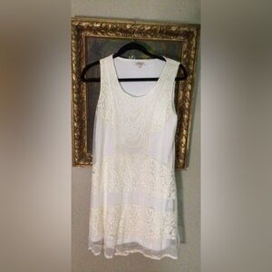 Elegant Off White Lace Sleeveless dress